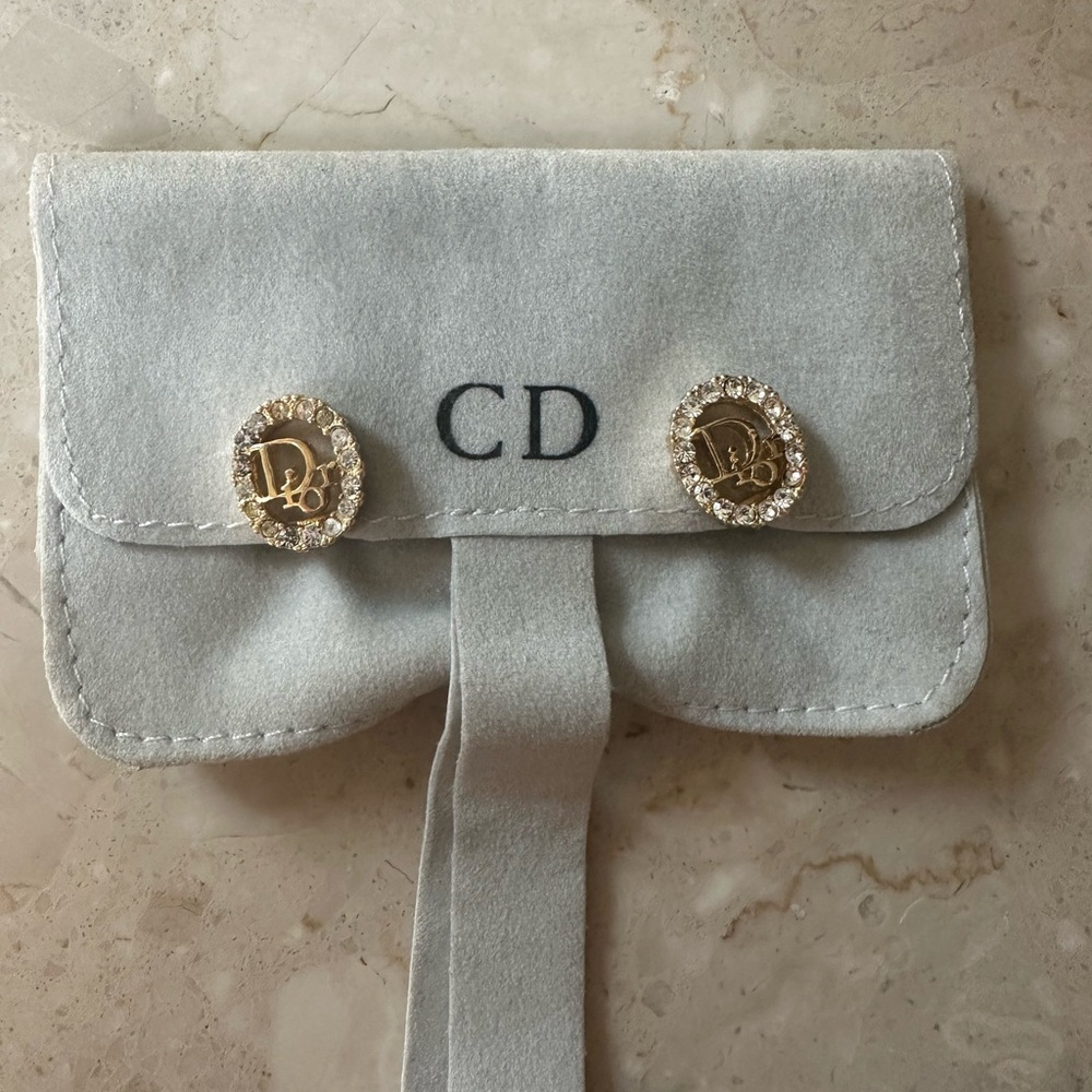 Authentic Christian Dior clip on rhinestone earrings.